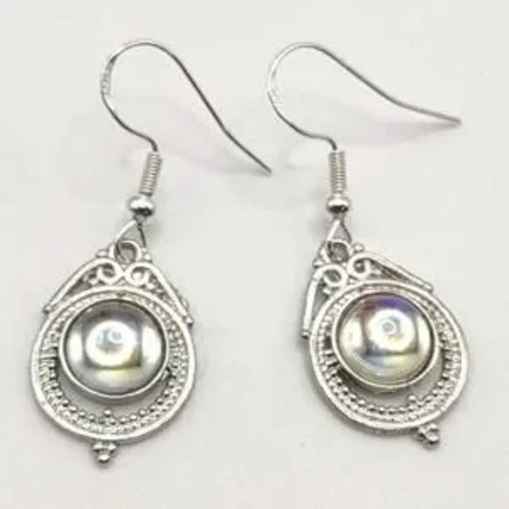 925 Sterling Silver Hooked Moonstone Teardrop Earrings BOHO Birthday Gift NEW